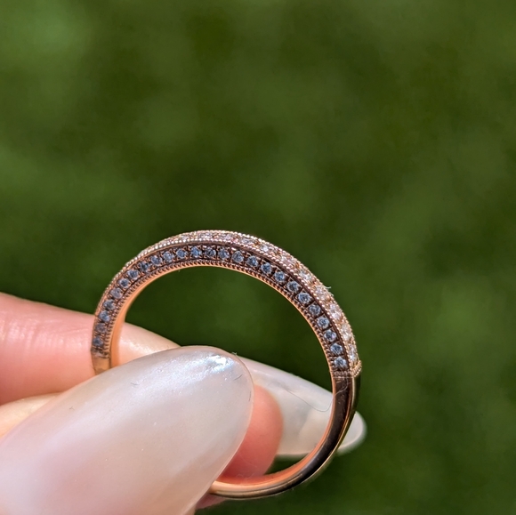 14k Rose Gold 3 Face Multi Micro Pave Diamond Band Ring - Picture 3 of 8